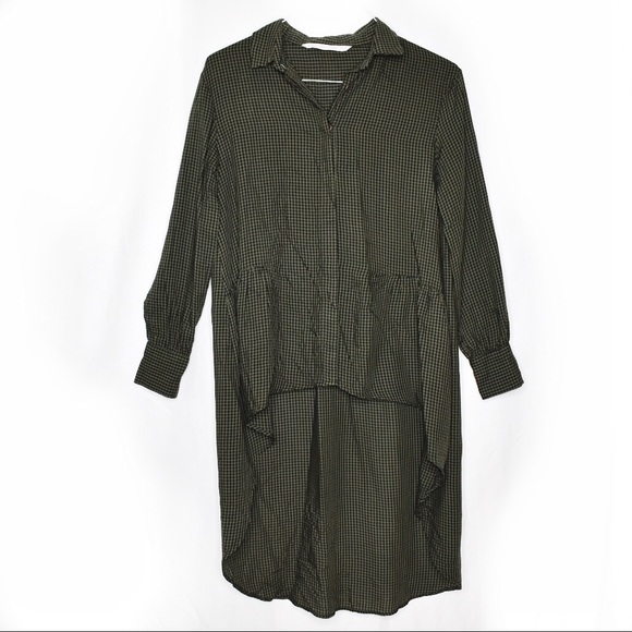 Zara Tops - Zara Trafaluc Hi-Lo Gingham Button Down Top